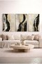 Boho 3-Piece Glass Painting Set with Black and Gold Frame - Gold Metal Framed Home and Office Painting
