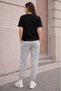 Women's / Girls' Oversize Grey Rose Thsort Tracksuit Set - Rose Printed Oversize T-Shirt & Jogger Pants - 2