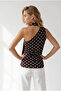 Women's Polka Dot Brown Halter Neck Belted Polyamide Blouse Blz-19003374 - 5