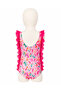 Ruffle Detailed Patterned Swimwear Stretch Fabric Girls Swimwear - 3