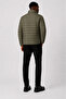 Men's Khaki Lined Water-Repellent Windproof Quilted Fiber-Filled Stand Collar Puffer Jacket - 4