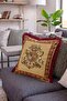 Armalized Lion Motif Tapestry Fringed Throw Pillow Cover - Burgundy Tasseled Vintage Pillowcase - 3
