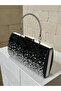 Special Design Black Silver Metal Handle Crystal Stone Double Color Pearl Silver Evening Dress Bag Wedding Engagement - 2