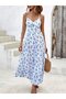 Women's Strappy V-Neck Tie Back Long Jersey Dress - 3