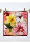 Burgundy Large Floral Patterned Soft Cotton Scarf (50X50 cm) - 2