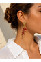 Sea-Themed Coral Star Figured Gold Women's Earrings with White and Red Color Options, Stylish Summer Design - 3