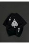 Women's Printed T-Shirt Short Sleeve Crew Neck Oversize Comfortable Fit Casual T-Shirt - Black Mariposa Sec - 2