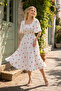 Women's Cherry Patterned White Poplin Midi Dress - 2