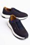 Genuine Leather Nubuck Ekek Casual Shoes Navy Blue Side Laser Printed Tied Nylon Sole - 3