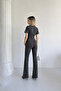 Short Sleeve Black Lycra Flare Spanish Denim Jumpsuit - 4