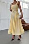 Smart Square Collar Belted Dress Yellow - 6