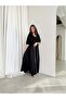 Mwt795 Black Crepe Abaya with Indian Linen Fabric Inserts - 7