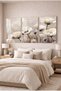 Modern Neutral Tone Cream Poppy Flowers 3-Piece Decorative Tempered Glass Painting Set Home and Office Painting - 2