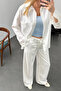 White Tensel Shirt and Pants Set 42-0001 - 3