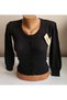 Women's Perforated Plain Black Color Young Trend Buttoned Sleeves Seasonal Short Cardigan
