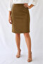 Olive Green Woven Pencil Skirt - 2