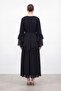Bat Sleeve Ruffle Detail Dress - Black Black - 3