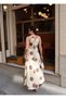 Beaded Detail Back-Tie Polka Dot Dress — Yellow - 3
