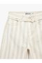 Cotton Striped Short Wide-Leg Pants with Tie-Waist - Crop Wide Leg Jeans - 5