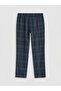 Navy Blue Standard Fit Plaid Men's Pajama Bottoms - 6