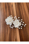 Pearl Detailed White Floral Bridal Hair Accessory Engagement Wedding Crown - 5