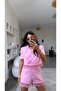 Pink Linen Zr Model Lace Shorts Jacket Set - 3