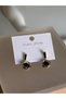 Vip Gold Dangle Earrings with Black Stone Detail, Minimal Tarnish-Resistant Steel, Stylish Earrings