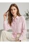 Women's Pink and White Striped Oversized Shirt with Bow Detail - 5