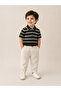 Striped Polo Collar Boys' Summer Set Khaki Holiday Outfit