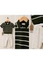 Striped Polo Collar Boys' Summer Set Khaki Holiday Outfit - 3