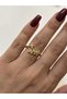 Stylish Laurel Leaf Patterned Adjustable Women's Ring in Gold Steel Look - 3