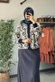 Satin Skirt Suit Navy Blue