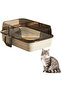 Semi-Enclosed Large Cat Litter Box with High Walls & Anti-Tracking Pedal Spacious Open Top Kitty Toilet Tray with Scoop for Multi-Cat Homes - 2