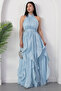 Halter Neck Ruffled Satin Dress Eli̇6073 - 5