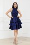 Satin Floor Length Mini Dress - Dark Blue