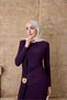 Women's Shawl Detailed Dress with Gold Accessories, Plum - 3
