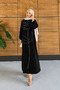 Women's Embroidered Bat Sleeve Linen Dress - 2
