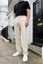 Salto Double Fabric Pleated Men's Cream Baggy Trousers Wide Leg Pants