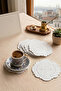 6 Pieces Double Row White Embroidered Rhythm Model Dowry Box Coffee Napkins Cocktail Presentation Napkins - 2