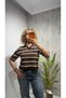 Women's Cotton Striped Polo Collar Crop T-Shirt - Retro Tshirt
