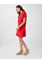 Red 100% Linen V-Neck Straight Cut Dress - 2