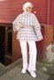 Blue Plaid Tunic with Shawl Detail - 2