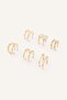 Women's Gold Color 6-Piece Stone Earring Set H7447Axns - 2