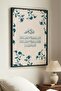 Blue Floral Motif Arabic Verse Table Single Wooden Table - Black Wooden Framed Home and Business Table - 3