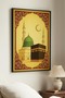 Green Domed Glass and Kaaba Themed Single Wooden Table - Black Wooden Framed Home and Business Table - 3