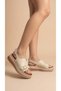 High-Heeled Ankle Buckle Women's Summer Sandals with Gold Buckle Detail on the Front - 2