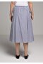 Midi Striped Women's Navy Blue Skirt - 2