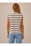 New Season Cotton Striped Padded Basic Casual Women's T-Shirt - 4