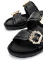 Women's Genuine Leather Black Flat Slippers - 4