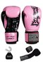 Attack Boxing Gloves Kick Boxing Muay Thai Pink Boxing Gloves Bandage and Mouthguard Set of 3